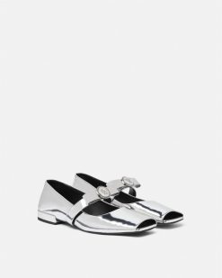 Gianni Ribbon | Versace Ballerines Ouvertes Metallisees Gianni Ribbon