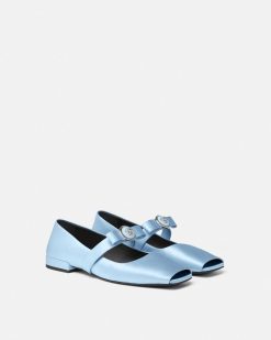 Gianni Ribbon | Versace Ballerines Ouvertes En Satin Gianni Ribbon