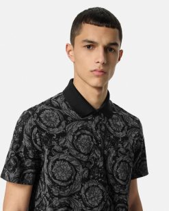 T-Shirts Et Polos | Versace Polo Barocco A Manches Courtes