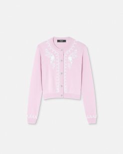 Maille | Versace Cardigan Brode En Cachemire