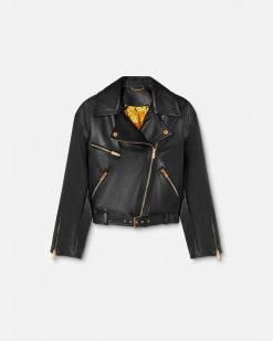 Vetements D'Exterieur Et Manteaux | Versace Blouson De Motard En Cuir