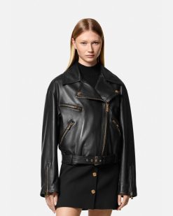 Vetements D'Exterieur Et Manteaux | Versace Blouson De Motard En Cuir