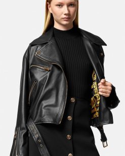 Vetements D'Exterieur Et Manteaux | Versace Blouson De Motard En Cuir