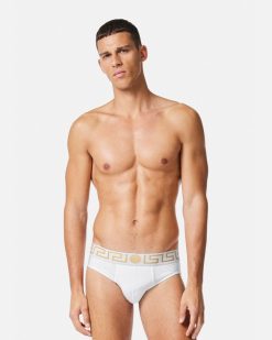 Slips | Versace Lot De Deux Slips A Bordure Greca