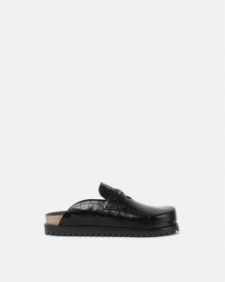 Sandales Et Claquettes | Versace Mules Medusa Effet Croco