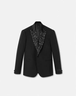 Blazers Et Costumes | Versace Blazer A Boutonnage Droit Avec Cristaux