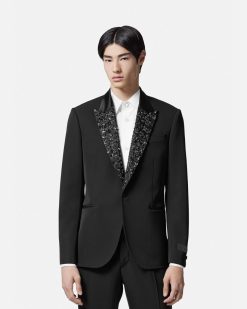 Blazers Et Costumes | Versace Blazer A Boutonnage Droit Avec Cristaux