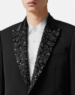 Blazers Et Costumes | Versace Blazer A Boutonnage Droit Avec Cristaux