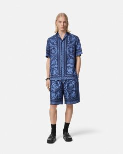 Pantalons Et Shorts | Versace Short En Soie Barocco