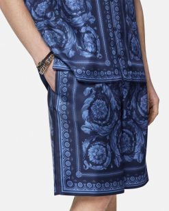 Pantalons Et Shorts | Versace Short En Soie Barocco