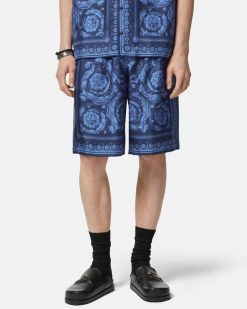 Pantalons Et Shorts | Versace Short En Soie Barocco