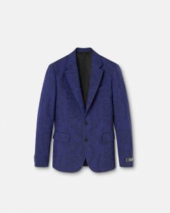 Blazers Et Costumes | Versace Blazer A Coupe Droite En Jacquard Barocco