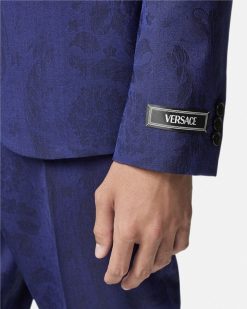 Blazers Et Costumes | Versace Blazer A Coupe Droite En Jacquard Barocco