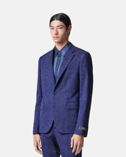 Blazers Et Costumes | Versace Blazer A Coupe Droite En Jacquard Barocco