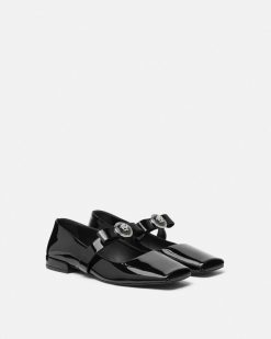 Gianni Ribbon | Versace Ballerines Ouvertes Vernies Gianni Ribbon