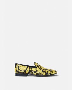 Mocassins | Versace Chaussons En Satin Barocco