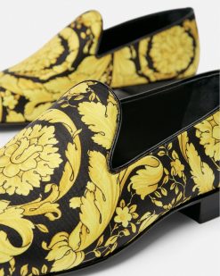 Mocassins | Versace Chaussons En Satin Barocco