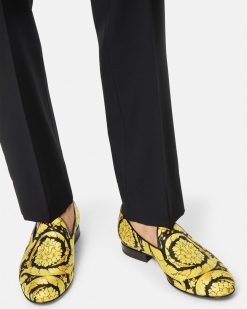 Mocassins | Versace Chaussons En Satin Barocco