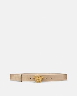 Ceintures | Versace Ceinture En Cuir Effet Croco La Medusa