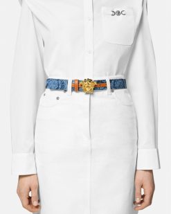 Ceintures | Versace Ceinture En Denim La Medusa Barocco