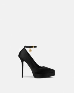 Platforms | Versace Lycia Escarpins A Plateforme En Satin 140 Mm