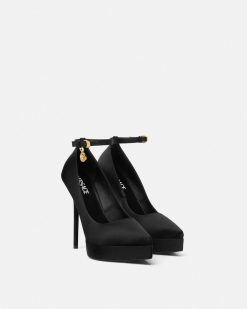 Platforms | Versace Lycia Escarpins A Plateforme En Satin 140 Mm