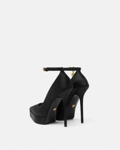 Platforms | Versace Lycia Escarpins A Plateforme En Satin 140 Mm