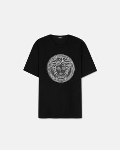 T-Shirts Et Polos | Versace T-Shirt Brode Medusa Sliced