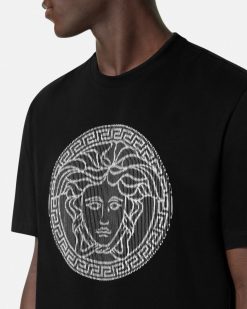 T-Shirts Et Polos | Versace T-Shirt Brode Medusa Sliced