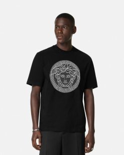 T-Shirts Et Polos | Versace T-Shirt Brode Medusa Sliced