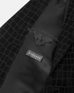 Blazers Et Costumes | Versace Blazer A Boutonnage Droit En Velours Devore