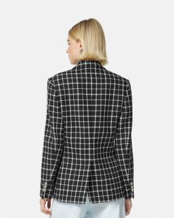 Vestes Et Blazers | Versace Blazer Ajuste Coupe Masculine En Tweed