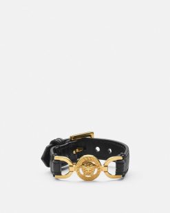 Bracelets | Versace Bracelet En Cuir Effet Croco Medusa '95