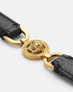 Bracelets | Versace Bracelet En Cuir Effet Croco Medusa '95