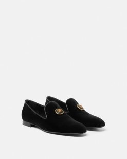 Mocassins | Versace Pantoufles En Velours Medusa