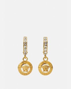 Boucles D'Oreilles | Versace Boucles D'Oreilles Avec Cristaux Medusa