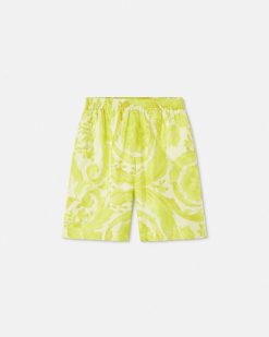 Pantalons Et Shorts | Versace Short En Soie Barocco