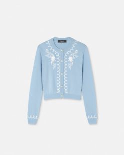 Maille | Versace Cardigan Brode En Cachemire