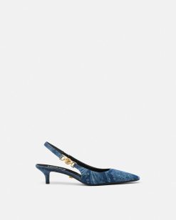 Medusa '95 | Versace Barocco Slingbacks En Denim 40 Mm