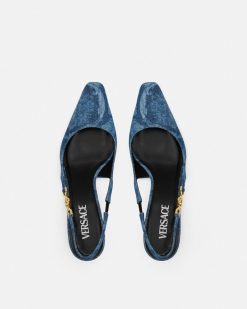 Medusa '95 | Versace Barocco Slingbacks En Denim 40 Mm