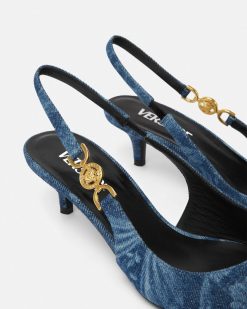 Medusa '95 | Versace Barocco Slingbacks En Denim 40 Mm