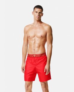 Maillots De Bain | Versace Short De Surf A Bordure Greca