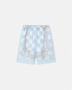 Pantalons Et Shorts | Versace Short En Soie Medusa Contrasto