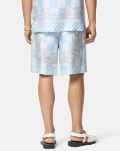 Pantalons Et Shorts | Versace Short En Soie Medusa Contrasto