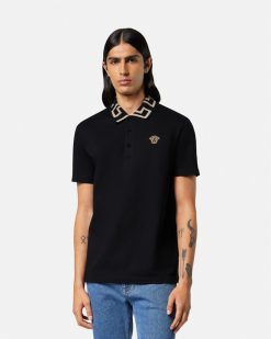 T-Shirts Et Polos | Versace Polo A Manches Courtes Greca