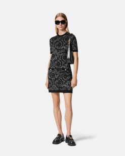 Maille | Versace Mini Robe En Maille A Motif Barocco Chenille