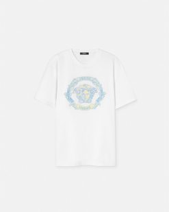 T-Shirts Et Polos | Versace T-Shirt Brode Barocco Wave Crest