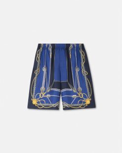 Pantalons Et Shorts | Versace Short En Soie Versace Nautical