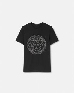 T-Shirts Et Pulls | Versace T-Shirt Avec Cristaux Medusa