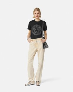 T-Shirts Et Pulls | Versace T-Shirt Avec Cristaux Medusa